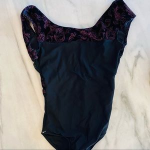 Wear moi black floral ballet leotard